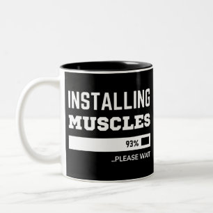 Fitness  Funny Workout Installing Muscles Two-Tone Coffee Mug