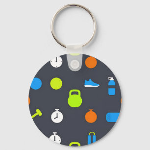 Fitness Gear Workout Pattern Key Ring