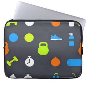 Fitness Gear Workout Pattern Laptop Sleeve