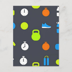 Fitness Gear Workout Pattern Postcard