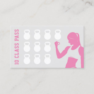 Fitness Girl 10 Class Pass Pink Loyalty Card