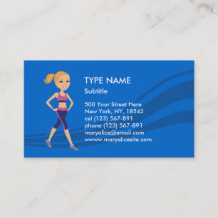 Fitness Girl Cartoon Business Card