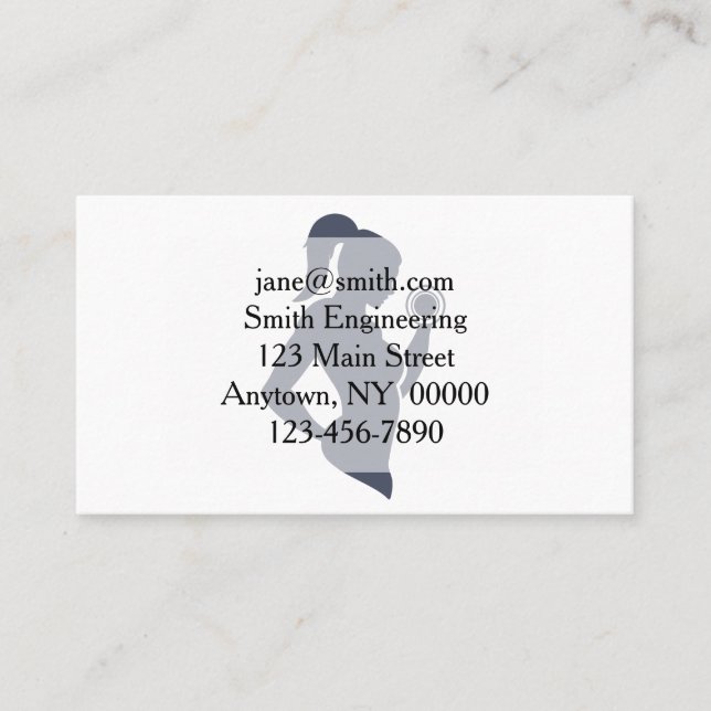 Fitness girl lifting dumbbell business card (Front)