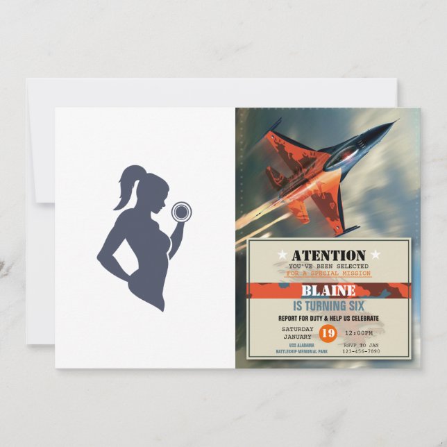 Fitness girl lifting dumbbell invitation (Front)