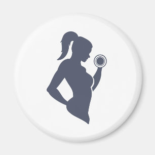 Fitness girl lifting dumbbell magnet