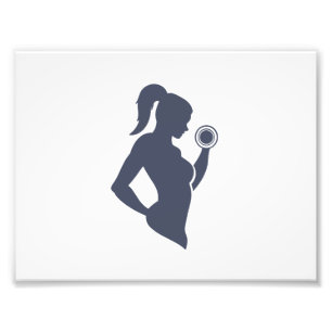 Fitness girl lifting dumbbell photo print