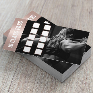 Fitness Girl Rose Gold 10 Class Pass Loyalty Card