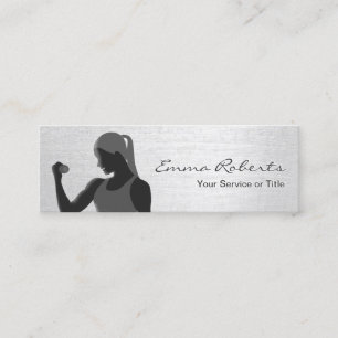 Fitness Girl Trainer Stylish Silver Mini Mini Business Card