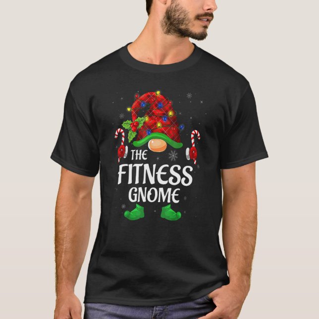 Fitness Gnome Buffalo Red Plaid Matching Family Ch T-Shirt (Front)