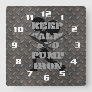 FITNESS GYM AND WORKOUT MOTIVATIONAL SQUARE WALL CLOCK