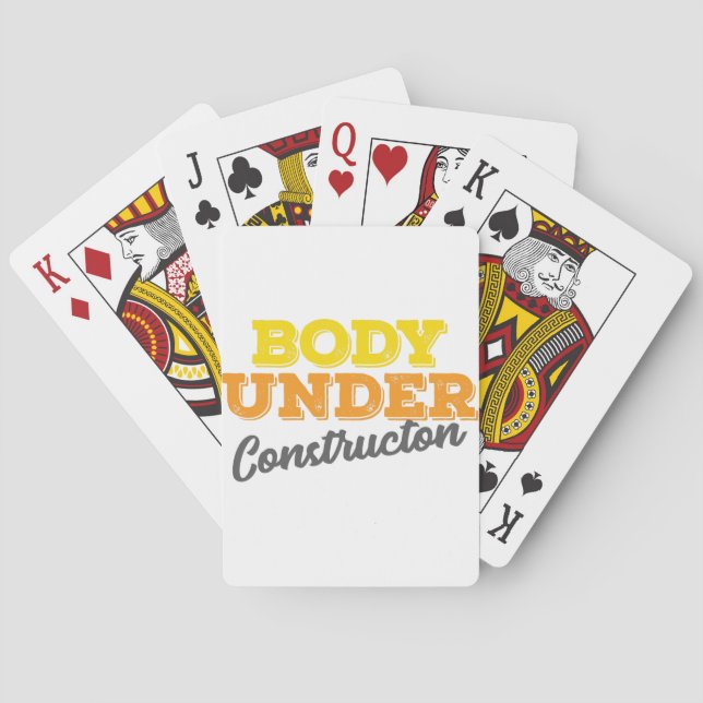 Fitness Gym Gift Body Under Construction Gift Playing Cards (Back)