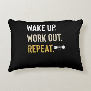 Fitness Gym Motivation Wake Up Work Out Repeat Decorative Cushion