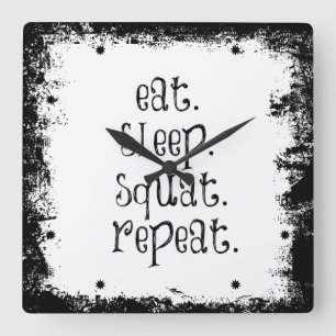 Fitness Gym Quote: Eat, Sleep, Squat Square Wall Clock