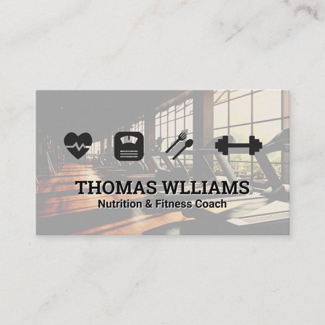 Fitness Gym | Work Out Icons Business Card (Front)