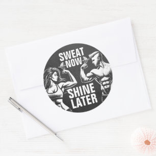 Fitness Gym Workout Bodybuilding Motivational Classic Round Sticker