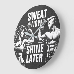 Fitness Gym Workout Bodybuilding Motivational Large Clock