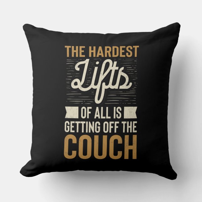 Fitness Gym Workout Weightlifting Quote Cushion (Front)