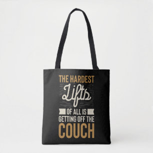 Fitness Gym Workout Weightlifting Quote Tote Bag