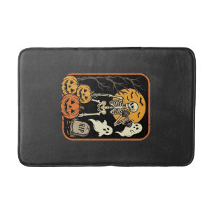 Fitness Halloween Skeleton Ghost Pumpkin Workout D Bath Mat