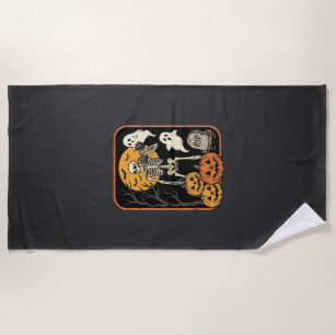 Fitness Halloween Skeleton Ghost Pumpkin Workout D Beach Towel