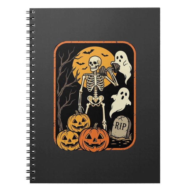 Fitness Halloween Skeleton Ghost Pumpkin Workout D Notebook (Front)