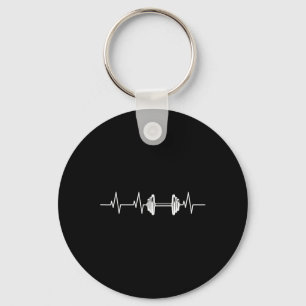 Fitness Heartbeat Dumbbell Heartline Bodybuilding  Key Ring