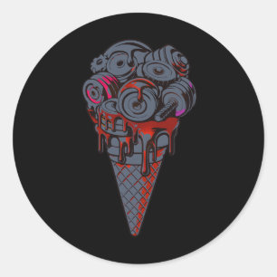 Fitness Ice Cream Cone Dumbbell Humour Gym Lovers Classic Round Sticker