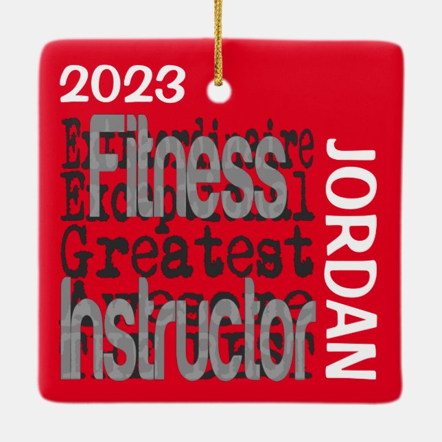 Fitness Instructor Extraordinaire CUSTOM Ceramic Ornament (Back)