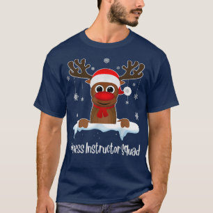 Fitness Instructor Squad Reindeer Santa Hat Christ T-Shirt