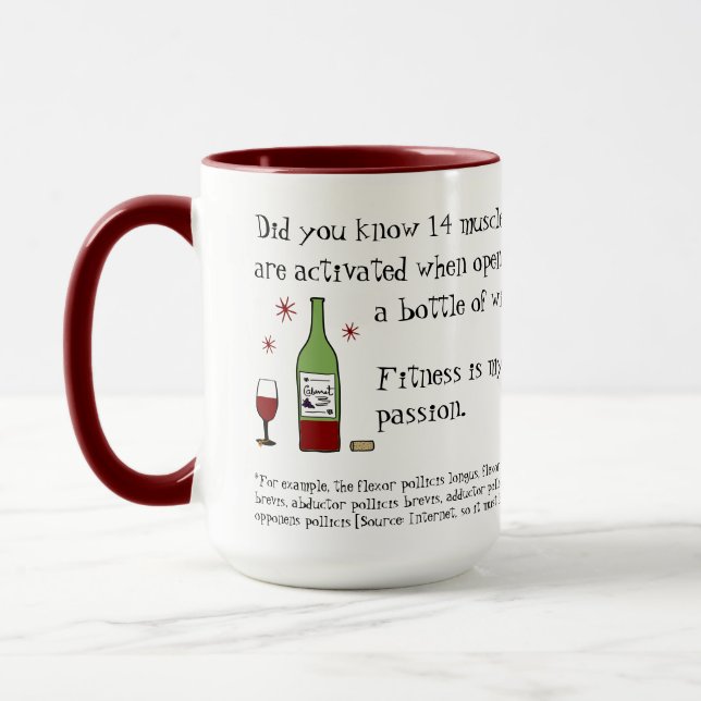 Fitness Is My Passion Funny Wine Quote Mug (Left)