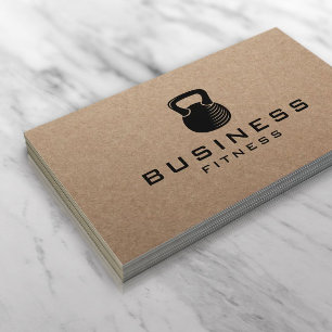 Fitness Kettlebell Logo Personal Trainer Kraft Business Card