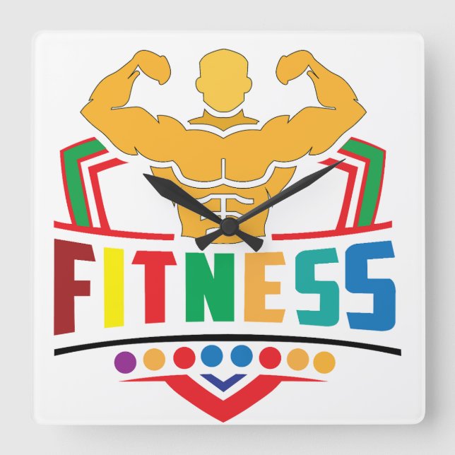 Fitness Lifestyle – Train Hard Stay Strong Square Wall Clock (Front)