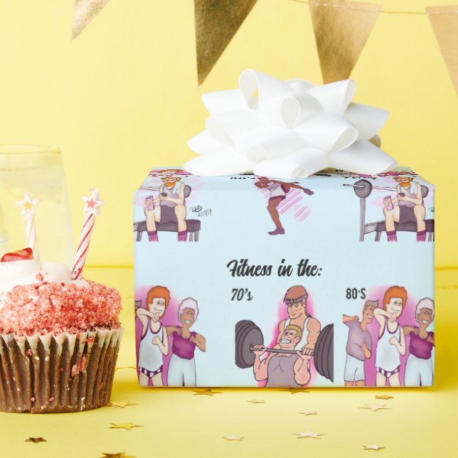 Fitness Light Blue Wrapping Paper (Birthday Party)