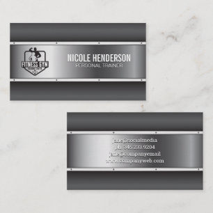 Fitness Logo   Metallic Industrial Business Card
