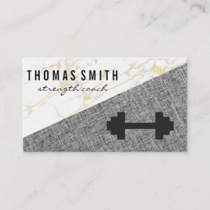 Fitness Logos Marble Linen Business Card