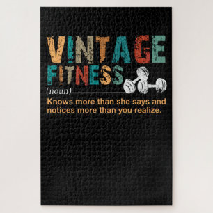 Fitness Lover Vintage Fitness Definition Quote Jigsaw Puzzle