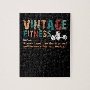 Fitness Lover Vintage Fitness Definition Quote Jigsaw Puzzle