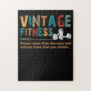 Fitness Lover Vintage Fitness Definition Quote Jigsaw Puzzle