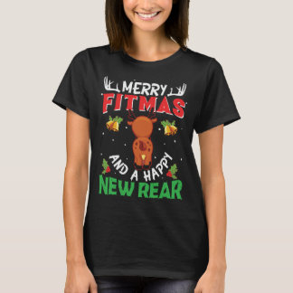 Fitness Merry Fitmas Happy New Rear T-Shirt