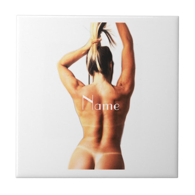 Fitness Model Tanlines Thunder_Cove  Ceramic Tile (Front)