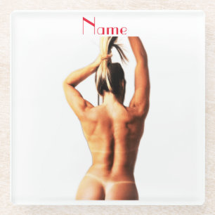 Fitness Model Tanlines Thunder_Cove Glass Coaster