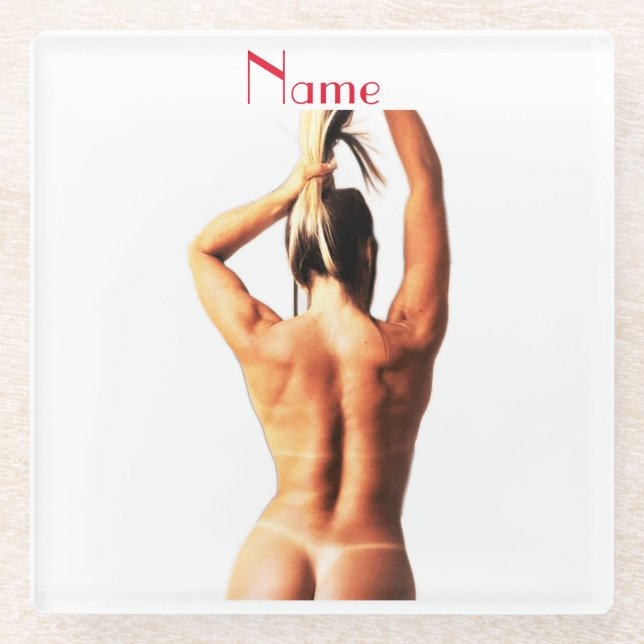 Fitness Model Tanlines Thunder_Cove  Glass Coaster (Front)