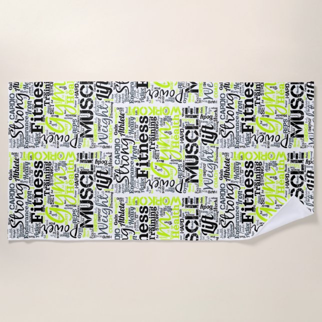Fitness Motivation Typography Design Beach Towel (Front)