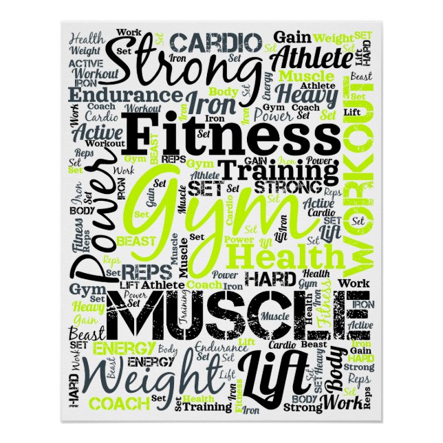 Fitness Motivation Typography Design Poster (Front)