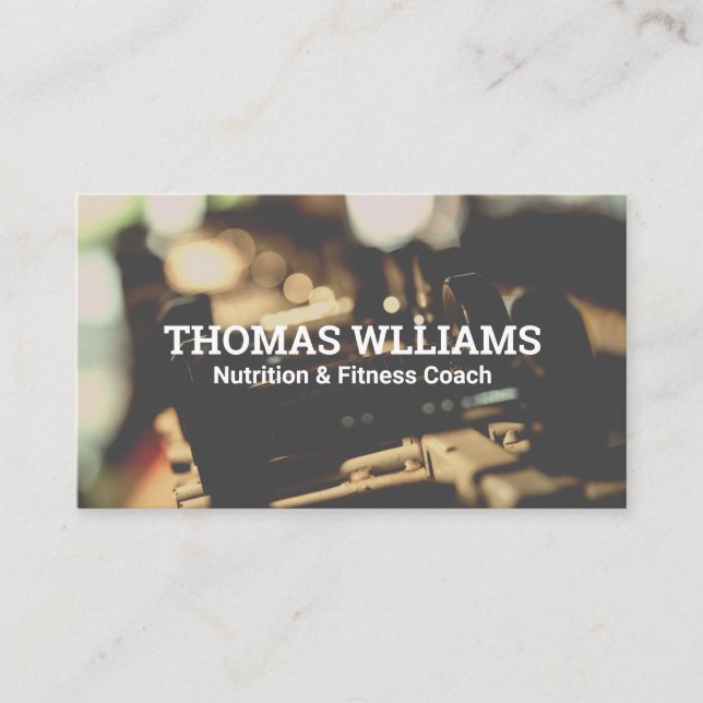 Fitness Nutrition Icons | Gym Weights Business Card (Front)
