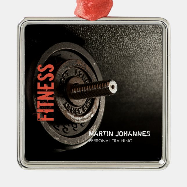 Fitness Personal Trainer Bodybuilding Modern Sharp Metal Ornament (Front)