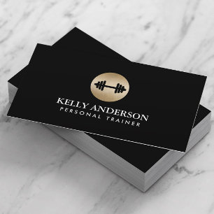Fitness Personal Trainer Classy Black & Gold Business Card
