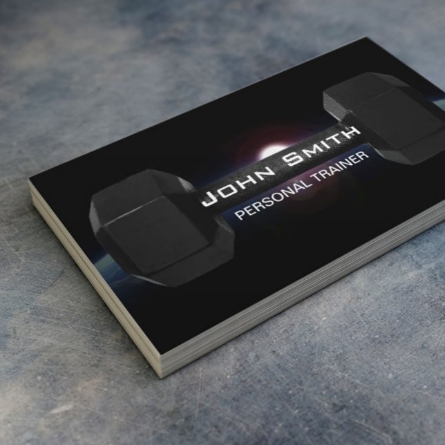 Fitness Personal Trainer Dumbbell & Earth Business Card (Creator Uploaded)
