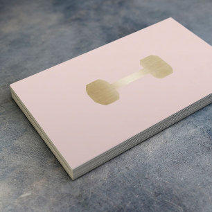 Fitness Personal Trainer Gold Dumbbell Blush Pink Business Card