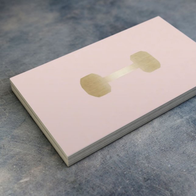 Fitness Personal Trainer Gold Dumbbell Blush Pink Business Card (Creator Uploaded)